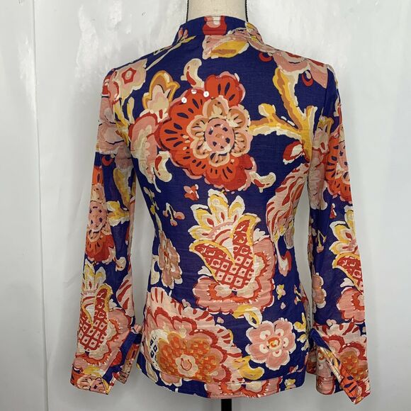 Tory Burch Stephanie Floral Bell Sleeve Tunic Sz 0 - Picture 7 of 10